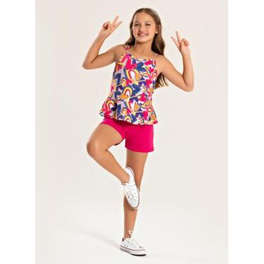 Imagem de Conjunto Verão Menina Lilás Regata Alcinha Com Babado e Shorts Explosã