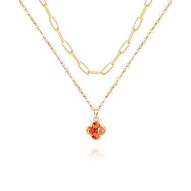 Imagem de ACECHA Colares de trevo para mulheres, colar colorido com pingente de trevo de quatro folhas, gargantilha banhada a ouro, joia da sorte para mãe, esposa, filha, amigas, common, Latão, Zircônia cúbica