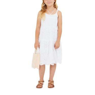 Imagem de GUESS Vestido regata Sangallo para meninas, Branco puro, 14 Anos