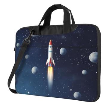 Imagem de Rocket in Space Capa para laptop capa protetora à prova de choque para notebook bolsa portátil para laptop masculina e feminina, Preto, 14 inch