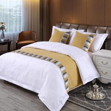 Imagem de Lenço de corredor de cama de hotel protetor de cama macio decoração de linho de cama capa de almofada de extremidade de cama à prova de poeira para cama de solteiro queen size - amarelo||apenas 2