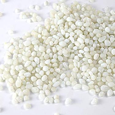 Imagem de XIZHI Pedras de vidro de 500 g, lindos seixos de vidro irregulares, decorados com pedras de cristal artificiais, para peixes, tartarugas, tanques, paisagens, fundo ou vasos de plantas (branco)