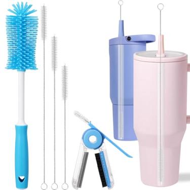 Imagem de Palksky Kit de escova de limpeza de garrafa de água para copo HydroJug 567 g/947 g/1,134 g, 5 peças de tampa de limpeza de escova de garrafa e canudo para acessórios de copo Owala/Stanley/Yeti/BrüMate