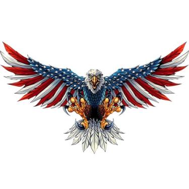 Imagem de Decoração de águia careca arte de parede de metal águia americana 7 tamanhos de águia metálica decoração de parede bandeira americana águia careca pendurada escultura patriótica dia da independência