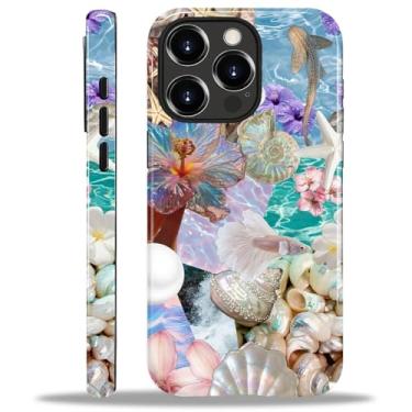 Imagem de MQJCYB Capa para iPhone 15 Pro Max, híbrida, resistente, 2 em 1, de corpo inteiro, resistente, à prova de choque, capa brilhante para iPhone 15 Pro Max - Conchas do oceano, estrela-do-mar, pérolas