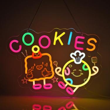 Imagem de JULHOVR Letreiro De Neon Para Biscoitos, Luzes Penduradas, Decoração Parede Lojas, Lojas Varejo, Mercados, Shoppings, Supermercados, Padarias, Cafés, Casa, Alimentado Por Usb, Ultra Brilhante E Regu