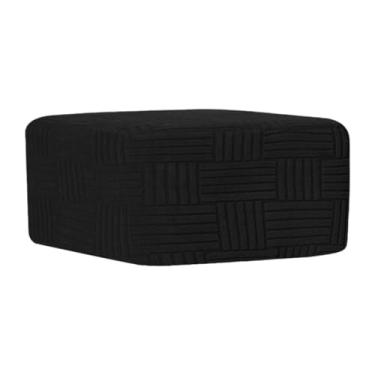 Imagem de Ioensy Capa elástica para pufe pequeno, capa protetora para pufe macio, elegante e prático, para apoio de pés para sala de estar, loja, Preto Xl