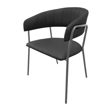 Imagem de Cadeira com Braços Maraú PSG Móveis Estofada Courissimo Grafite com Base Aço Prata