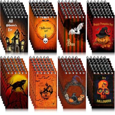 Imagem de Pajean 48 peças mini blocos de notas espirais de Halloween, lembrancinhas de festa, aranhas, gato, abóbora, espiral, cadernos para enchimento, presentes, material escolar, decoração