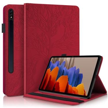 Imagem de Capa para Samsung Galaxy Tab S10 Plus 2024/Tab S9 Plus/S9 FE Plus 12,4 polegadas 2023 capa fólio de couro PU visualização multiângulo com compartimento para cartão e porta-caneta para