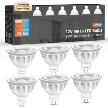 Imagem de Lâmpadas LED Aovpex MR16 5W 3000K 12V, pacote com 6 unidades regulávei