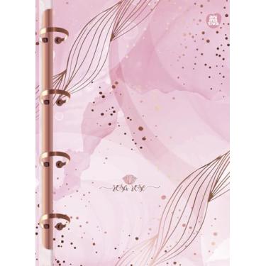 Imagem de Caderno Colegial Argolado Animativa, 160 folhas, Capa Dura - Hot Stamping, Rosa Rose