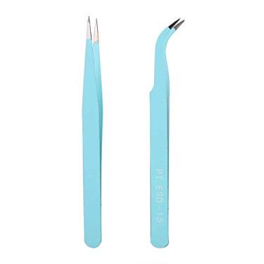 Imagem de Generic Tweezers Retos, Pinças de Deformação Facilmente Deformadas, Salão de Salões de Manicure Salon de Beleza para Casa (Azul)