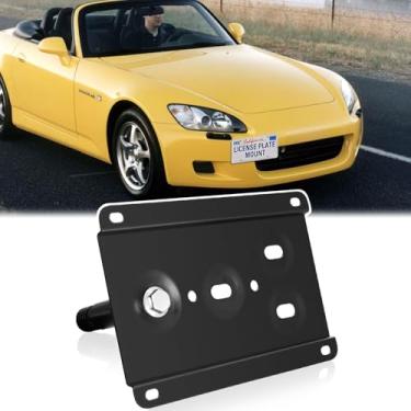 Imagem de Suporte de placa de carro para para-choque dianteiro compatível com Honda 2000-2009 S2000 AP1 AP2, Honda FIT 2006-2008 sem furadeira gancho de reboque frontal moldura de placa de licença suporte