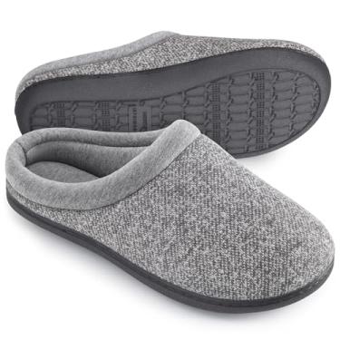 Imagem de HomeTop Pantufas femininas de malha de espuma viscoelástica quentes e macias com sola antiderrapante, Cinza, 7-8