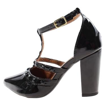 Imagem de Dravanna Shoes, Scarpin Dravanna Salto Alto Bloco Spike Preto Tamanho:36;Gênero:Feminino;Cor:Preto