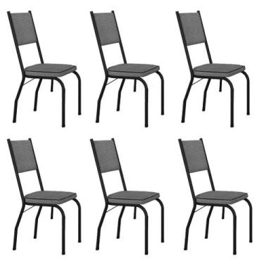 Imagem de Conjunto Com 6 Cadeiras Diana Artefamol, Preto/Platina