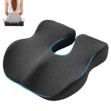 Imagem de Almofada Coccix, Almofada Ortopedica,Almofada de Assento de Espuma de Memória,Reduz a Pressão Nos Quadris, No Cóccix e Nas Costas,42,5x43,5x10cm,Anti-Ronco