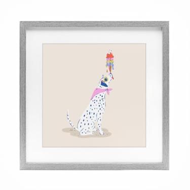 Imagem de Stupell Industries Impressão emoldurada cinza dálmata e sorvete pingando sob vidro por Krissy Mast, 40,6 x 40,6 cm