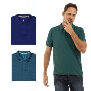 Imagem de Kit 3 Camisa Polo Masculina Pique Premium com Bolso Casual