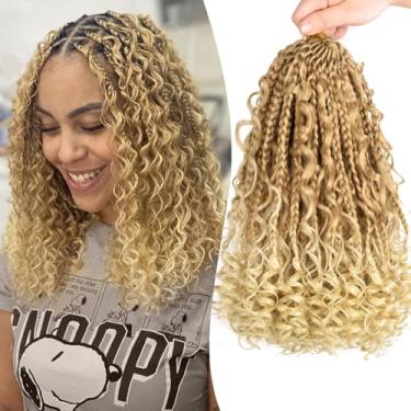 Imagem de 30,5 cm Goddess Box tranças de cabelo de crochê para mulheres negras com pontas onduladas, 8 pacotes de crochê pré-enrolado, 3X Bob Boho Box tranças, extensões de cabelo trançadas sintéticas (12 fios