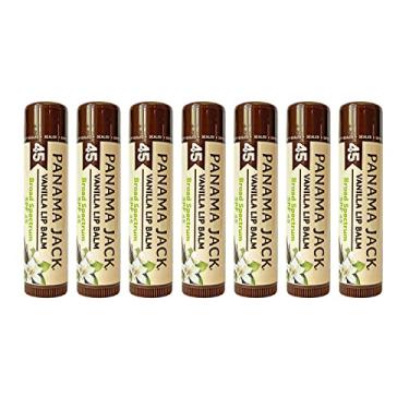 Imagem de Panama Jack Protetor solar protetor labial - FPS 45, proteção solar UVA-UVB de amplo espectro, previne e acalma lábios secos e rachados, baunilha, pacote com 7