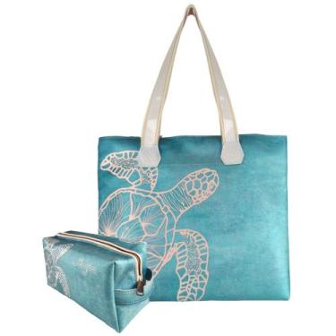 Imagem de Bolsa Feminina Praia Com Relevo 3D Necessaire Tartaruga Magicc BN-243