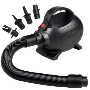 Imagem de Boroso Bomba de ar elétrica para brinquedos infláveis de piscina, colchão de ar portátil de alta potência de enchimento rápido, barco, jangada, inflador/deflator com 4 bicos, 600W, 110-120V CA