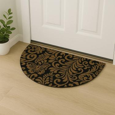 Imagem de Capacho Meia Lua Fibra De Coco Base PVC 60x33cm