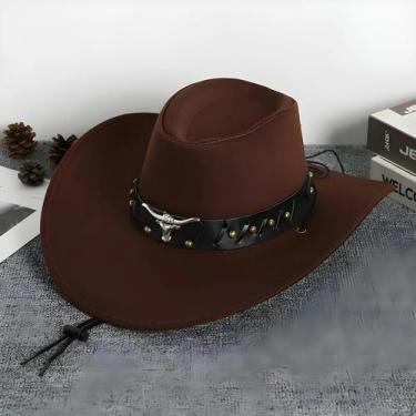 Imagem de Chapéu De Cowboy Unissex Retrô Estilo Western Com Aba Larga, Chapéu De
