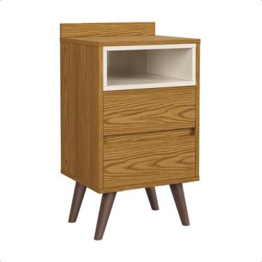 Imagem de Kit 2 Mesas De Cabeceira Dream Criado Retrô Alamo 2 Gavetas - Butterfl