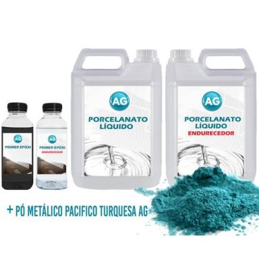 Imagem de Kit Porcelanato Líquido Metálico Pacifico Turquesa Ag Por M - Resinas 