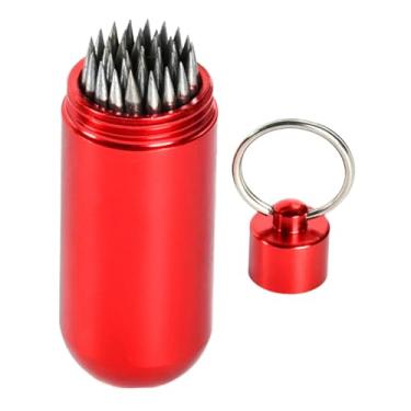 Imagem de Colaxi Ferramenta de reparo de ponta de taco de sinuca, melhora a precisão do taco, profissional, portátil, resistente, alumínio com chaveiro, ferramenta de, Vermelho
