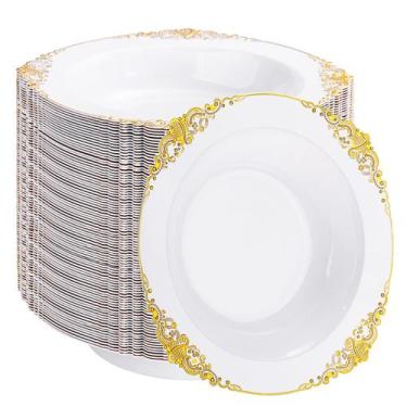 Imagem de Taças de plástico Joyido 350ml Saladeira descartável 100 unidades dour