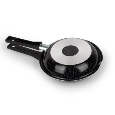 Imagem de Frigideira Dupla Omeleteira Antiaderente 18cm Preto Nacional - Alumíni