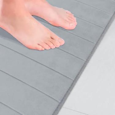 Imagem de Tapete de Banheiro Absorvente com Base Antiderrapante Soft Ultra Macio e Secagem Rápida 60x40cm, Tapete Macio para Banheiro Super Absorvente e Antiderrapante - Cinza