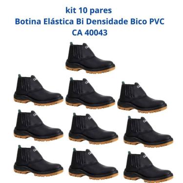 Imagem de Kit 10 Pares Botina Epi Bico Pvc Segurança Crival CA 40043