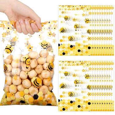 Imagem de Pajean 50 peças de sacos de lembrancinha de festa de abelhas florais para chá de bebê de abelha com alças cortadas para lembrancinhas de aniversário e casamento com tema de abelha