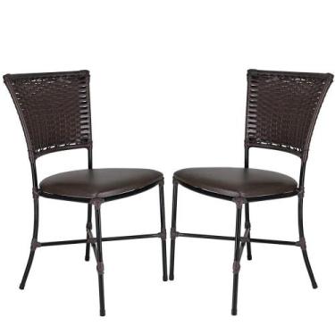 Imagem de Jogo De Cozinha Cadeiras Gramado Tabaco Ratan - PANERO MÓVEIS