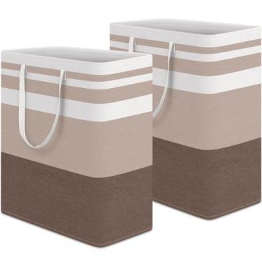 Imagem de Cesto de roupa suja HomeHacks Waterproof 100L (pacote com 2) marrom