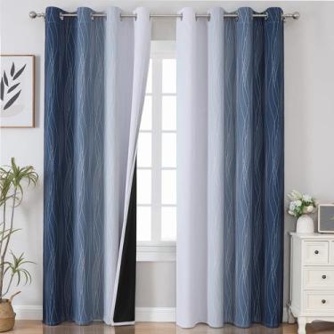 Imagem de Cortinas Blackout Estelar Textiler 229 cm azul marinho/cinza 2 painéis