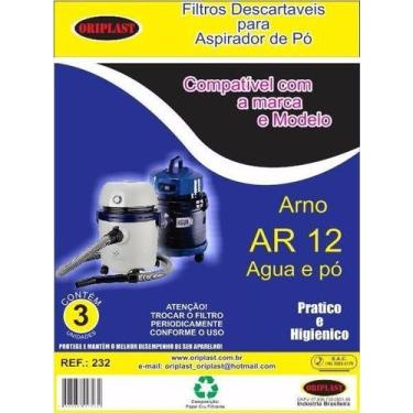Imagem de Kit c/9 Sacos Descartáveis Aspirador Arno  Ar12 H2Po Água e Pó - Oripl