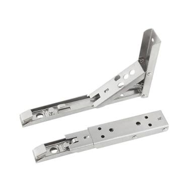 Imagem de Kit Suportes Mão Francesa Retrátil Dobrável Cantoneiras Mesa Balcão(Prata 2 PC-Engrossar,25CM)