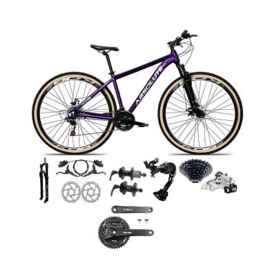 Imagem de Bicicleta Aro 29 Absolute Nero 5 Câmbios Shimano Alívio/altus 27v Freio A Oléo Garfo Trava Pneu C/faixa -roxo Tam.15