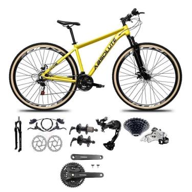 Imagem de Bicicleta Aro 29 Absolute Nero 5 Câmbios Shimano Alívio/altus 27v Freio A Oléo Garfo Trava Pneu C/faixa -amarelo Tam.21