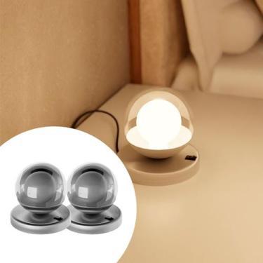 Imagem de Kit 2 Abajur Luminárias De Mesa Moderno dama Alumínio com Globo vidro 