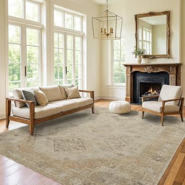 Imagem de Fame Rugs Tapete turco vintage macio 1,88 m x 2,5 m – Tapete lavável dobrável para sala de estar, sala de jantar, quarto