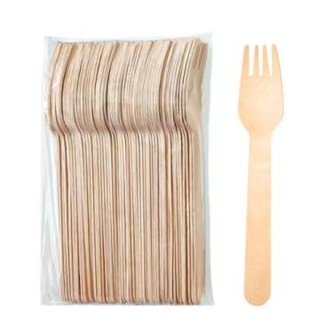 Imagem de 50 Uni Garfo De Madeira Descartável Para Refeição Festa 16cm - Sirokoi