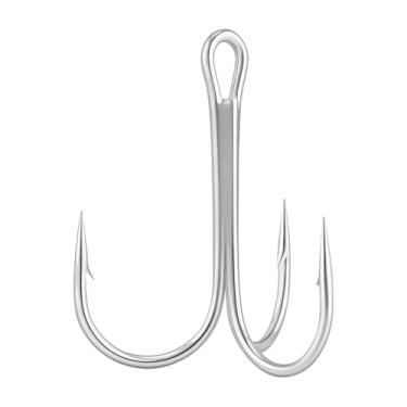 Imagem de Dr.Fish Pacote com 30 ganchos redondos de agudos #16-#8/0, anzóis triplos de pesca em água salgada e doce, isca dura de substituição, isca giratória, bagre, truta salmão, robalo, pesca #4/0