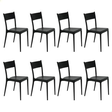 Imagem de Kit 8 Cadeiras Tramontina Diana Preto ECO em Polipropileno Reciclado 92030409